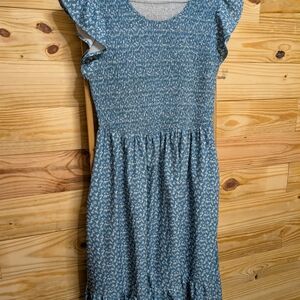 Blue Floral Smocked Dress